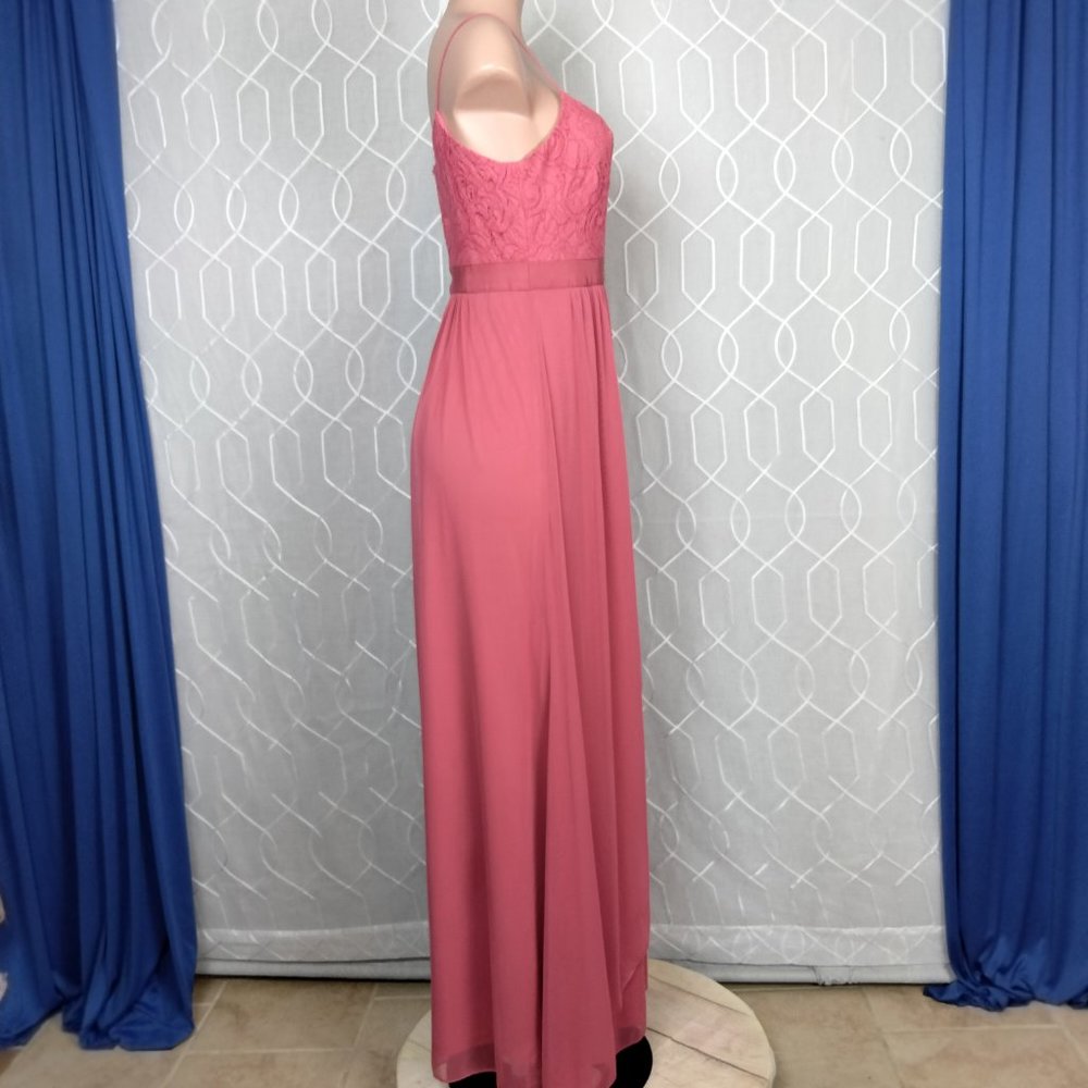 Adriana Papell Gown Salmon Peach Bridesmaid, Prom, evening gown Lace Top8 - Picture 8 of 10